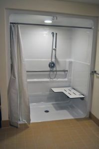 Handicap shower installed in custom home by Saratoga Modular Homes